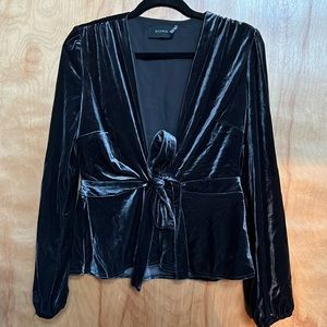 Velvet tie front Top